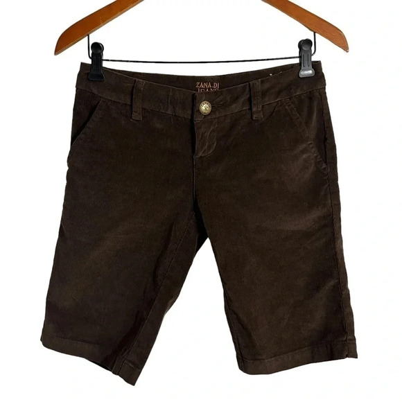 Zana Di Jeans Brown Corduroy Shorts Size 5 Cotton Spandex Blend Low Rise Plain - Picture 1 of 6